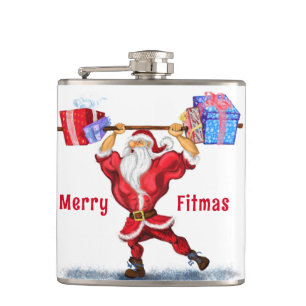 Claus with Gift Funny Christmas Flask