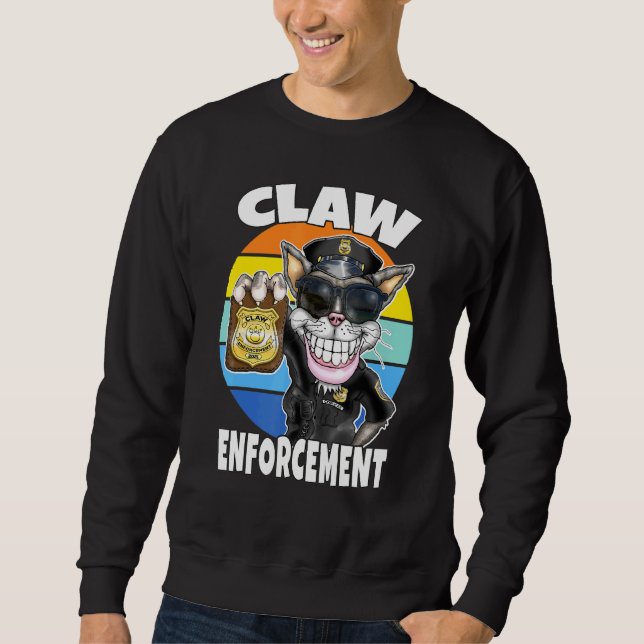 Claw Enforcement Cat Wearing Sunglasses Cute Summe Sweatshirt (Front)