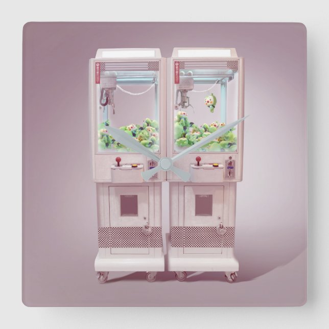 Claw Machine Square Wall Clock (Front)