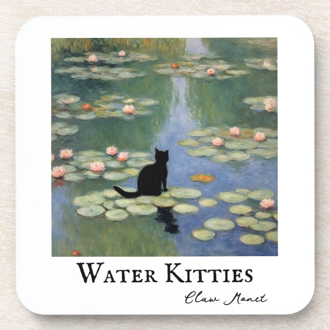 Claw Monet Water Lilies Cat Pond  Coaster (Front)