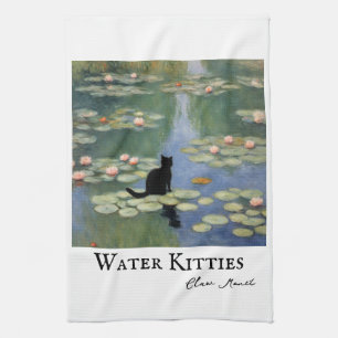 Claw Monet Water Lilies Cat Pond  Tea Towel