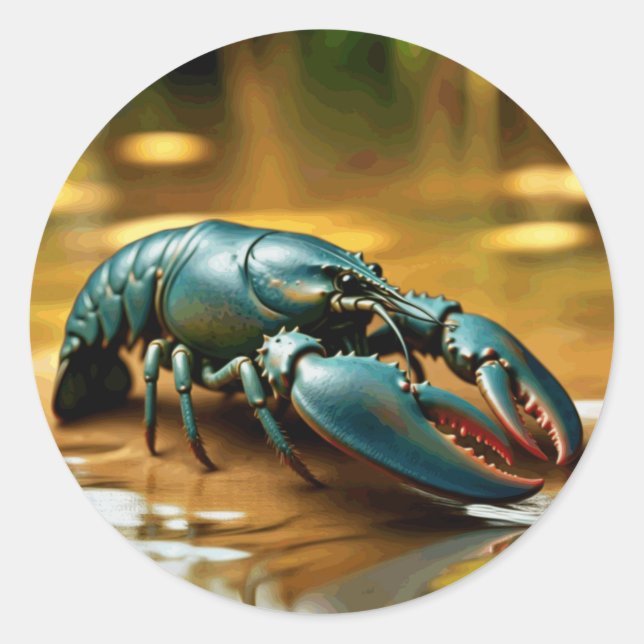 Claw-some Crustacean Lobster Art Design Classic Round Sticker (Front)