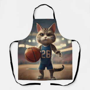 Claw-some Hoops: The Fearless Cat Basketballer Apron