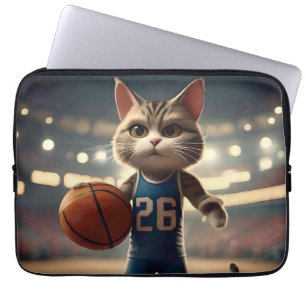 Claw-some Hoops: The Fearless Cat Basketballer Laptop Sleeve