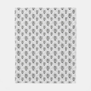Clawed Black and White Tiger Face With Stripes Fleece Blanket