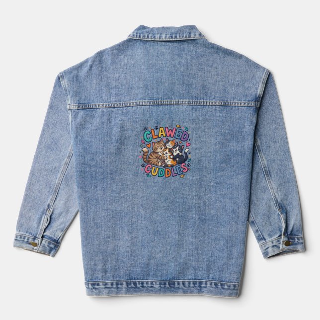 Clawed Cuddles Denim Jacket (Back)