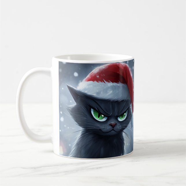 'Claws Humbug' Grumpy Christmas Cat Coffee Cup (Left)
