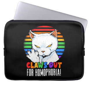 Claws Out for Homophobia Rainbow Angry LGBT Cat Laptop Sleeve