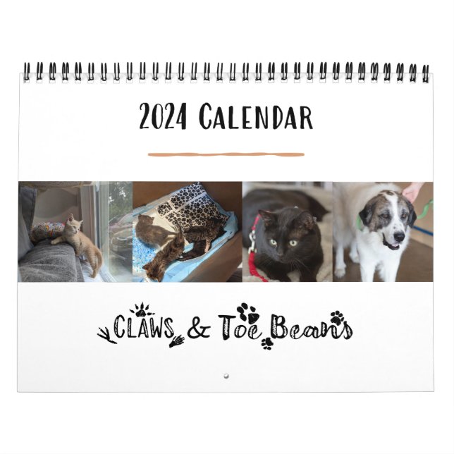Claws & Toe Beans 12-Month Wall Calendar 2024 (Cover)