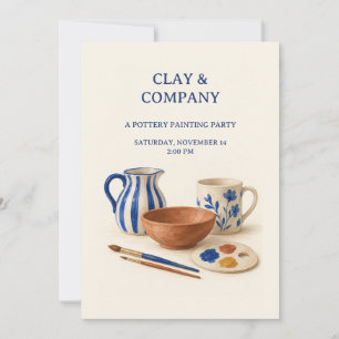 Clay and Company Pottery Painting Party Invitation