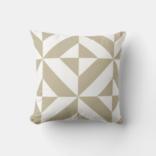 Clay Beige Geometric Deco Cube Pattern Cushion
