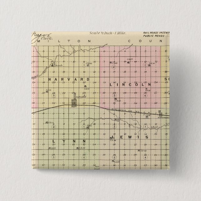 Clay County, Nebraska 15 Cm Square Badge (Front)