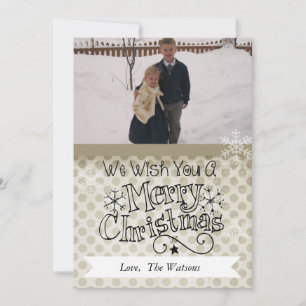 Clay Dots on White Merry Christmas Photo Card