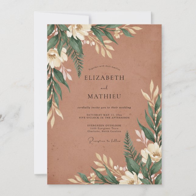 Clay Fern Wedding Invitation (Front)