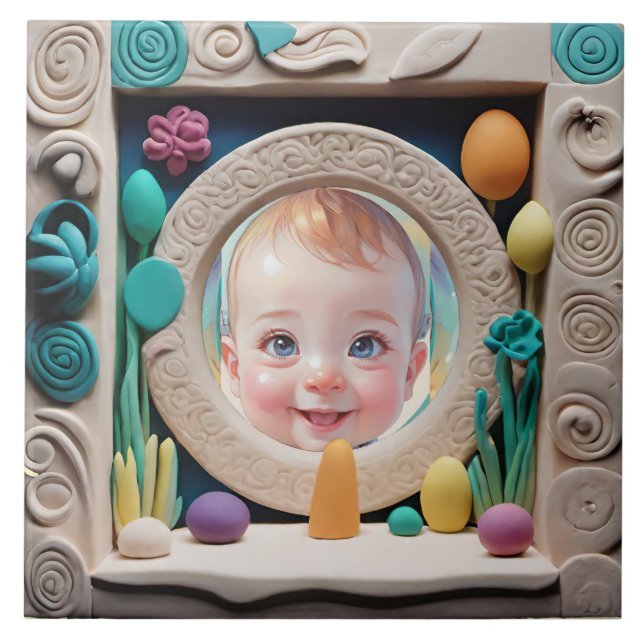 Clay frame ceramic tile (Front)