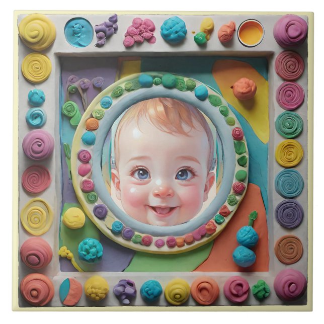 Clay frame ceramic tile (Front)