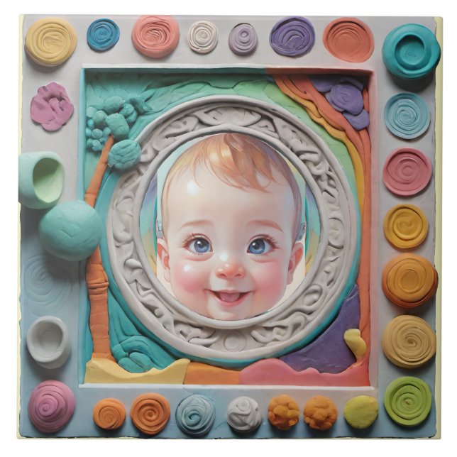 Clay frame ceramic tile (Front)