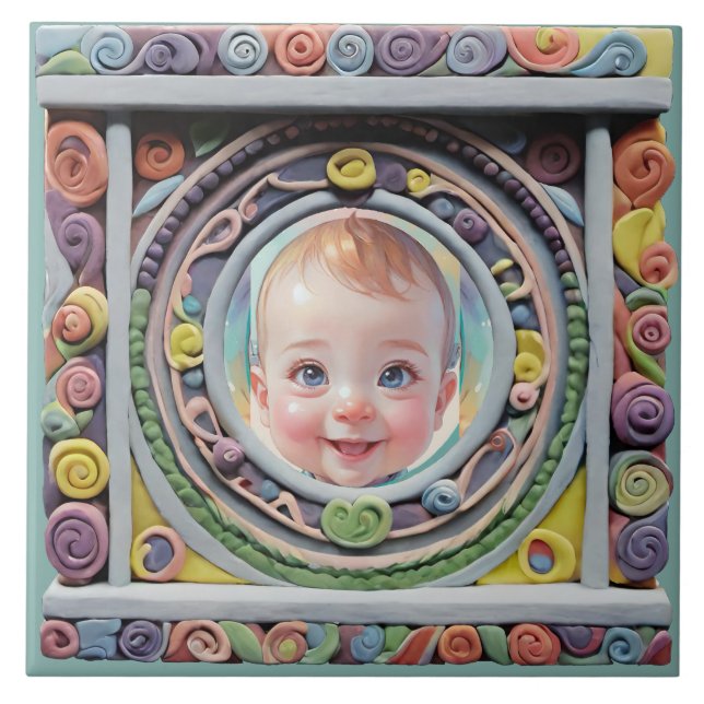 Clay frame ceramic tile (Front)