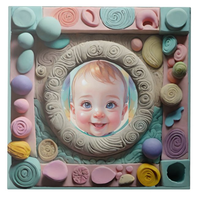 Clay frame ceramic tile (Front)