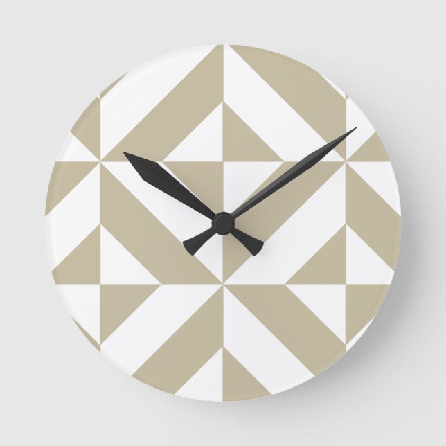 Clay Geometric Deco Cube Pattern Round Clock (Front)