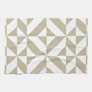 Clay Geometric Deco Cube Pattern Tea Towel