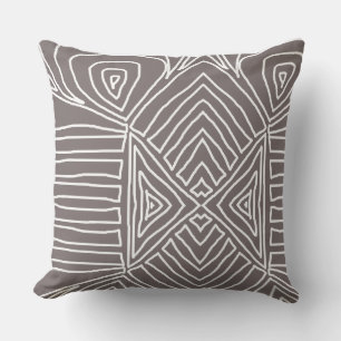 clay grey Tribal Maze Mud Cloth Pattern African Cushion