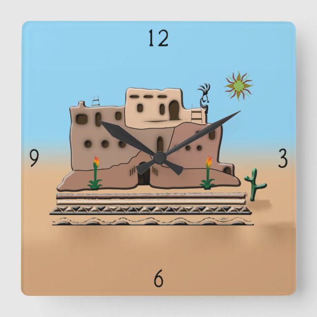 Clay House Square Wall Clock (Front)