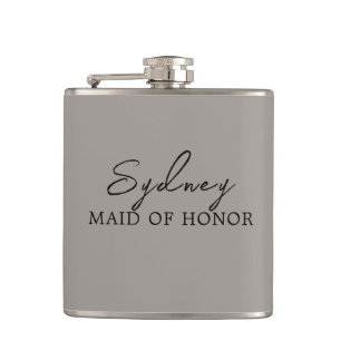 Clay Minimalist Bridal Party Hip Flask