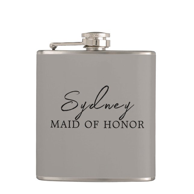 Clay Minimalist Bridal Party  Hip Flask (Front)