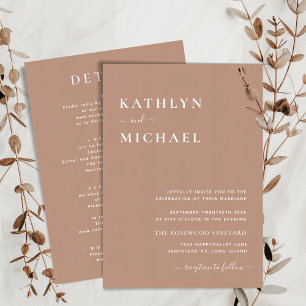 Clay Modern Typography All In One Simple Wedding Invitation
