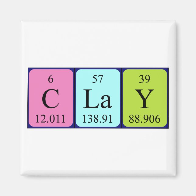 Clay periodic table name magnet (Front)