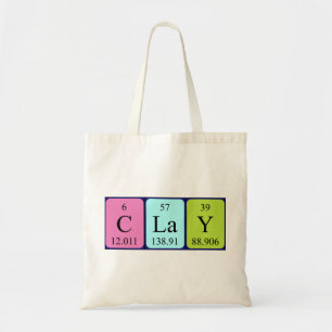 Clay periodic table name tote bag