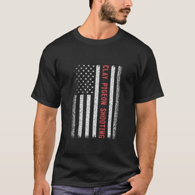 Clay Pigeon Shooting American Flag 4th of July Tan T-Shirt (Front)