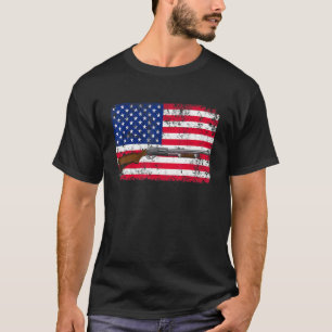 Clay Pigeon Shooting Usa Shotgun Flag - Shotgun T-Shirt