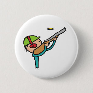 Clay Pigeon Trap Shooting 6 Cm Round Badge