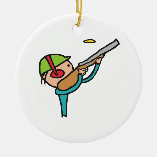 Clay Pigeon Trap Shooting Ceramic Ornament (Front)