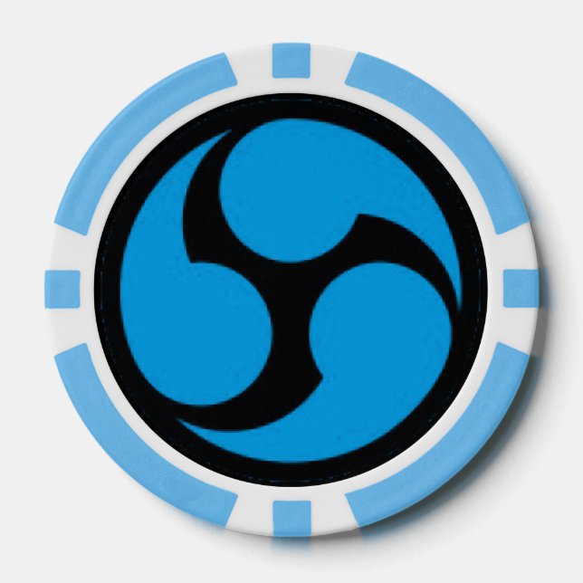 Clay Poker Chips, Blue Striped Edge Chips (Front)