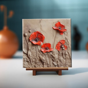 Clay Poppies -  Ceramic Tile