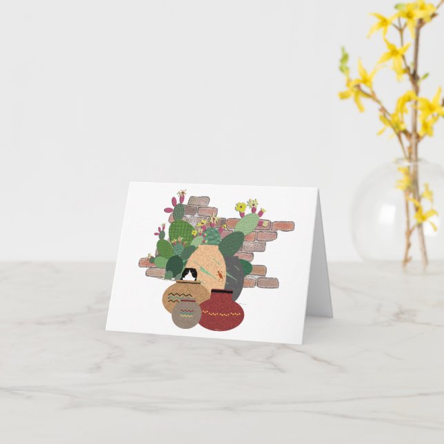 Clay Pots Greeting Card (Yellow Flower)