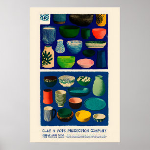 Clay & Pots Poster Midcentury Ceramic Art Print –