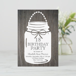 Clay Rustic Mason Jar 18th Birthday Invitation