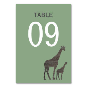 Clay Safari Giraffe, Rustic Wedding Table Number