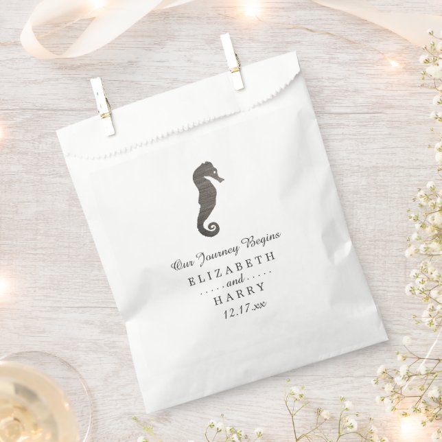 Clay Seahorse Beach Wedding Favour Bag (Clipped)
