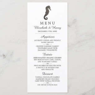 Clay Seahorse Beach Wedding Menu