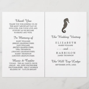 Clay Seahorse Beach Wedding Program