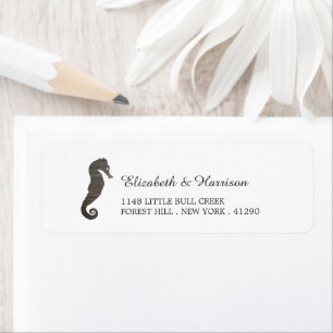 Clay Seahorse Beach Wedding Return Address Label
