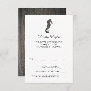 Clay Seahorse Beach Wedding RSVP Card