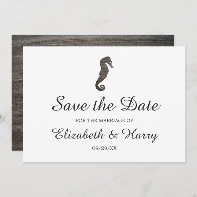 Clay Seahorse Beach Wedding Save The Date (Front/Back)