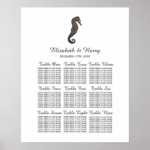 Clay Seahorse Beach Wedding Seating Chart