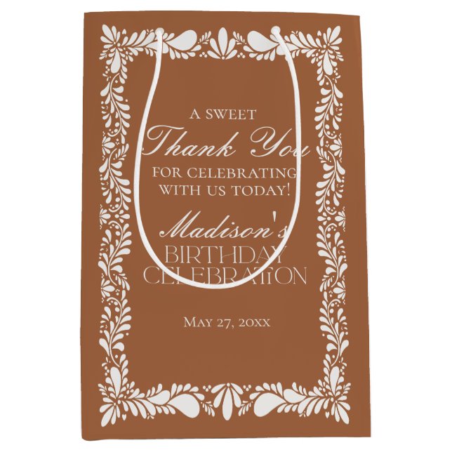 Clay Talavera Tile Mexican Fiesta Birthday Favours Medium Gift Bag (Front)